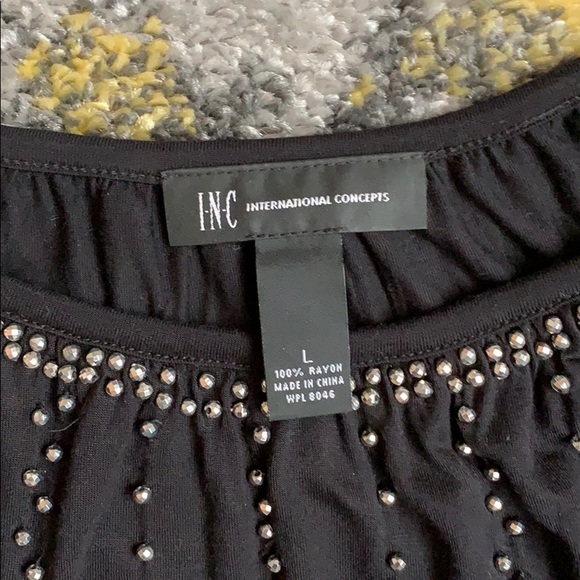 iNC black studded cold shoulder top size large - Picture 4 of 5